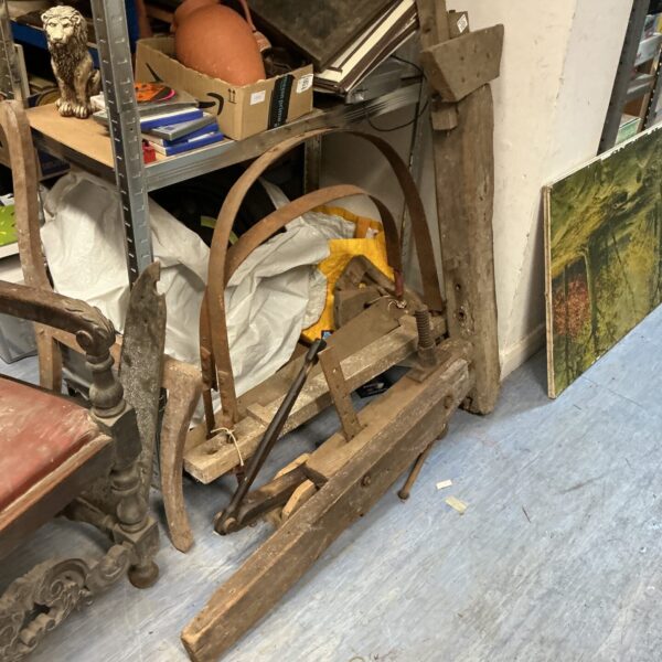 Antique chair making template, a vintage metal woodworking tool.