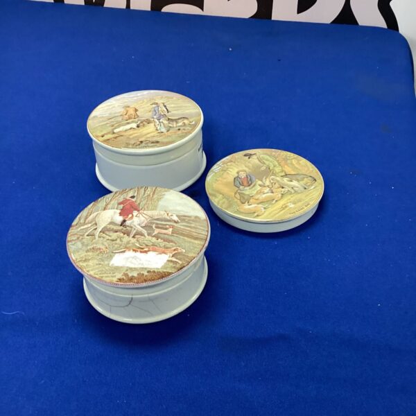 Group of three antique Victorian hunting pot lids.