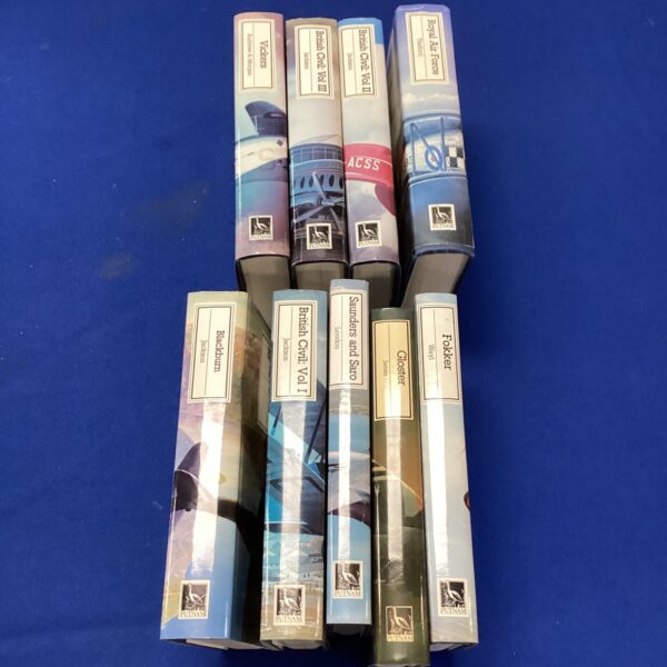Vintage Putnam aviation books collection, including Vickers and Royal Air Force titles.