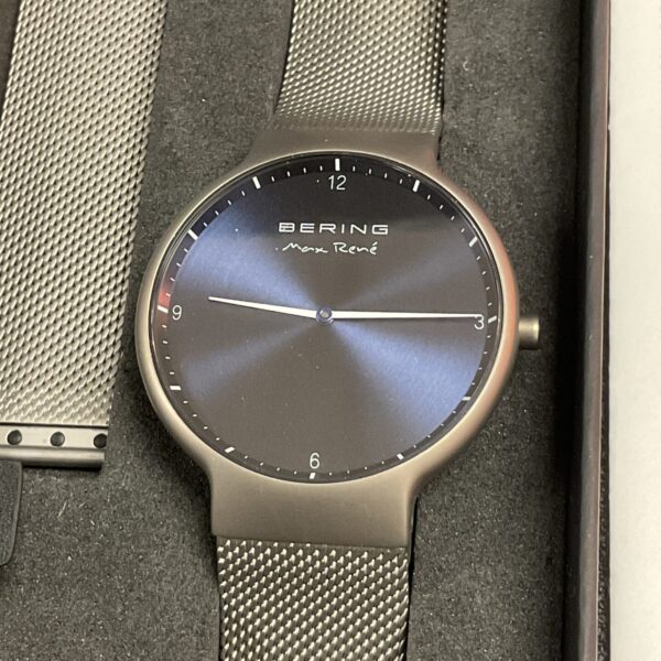 Bering Max Rene watch with stainless steel mesh strap.