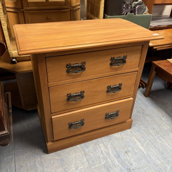 Vintage birch chest of drawers with three drawers.