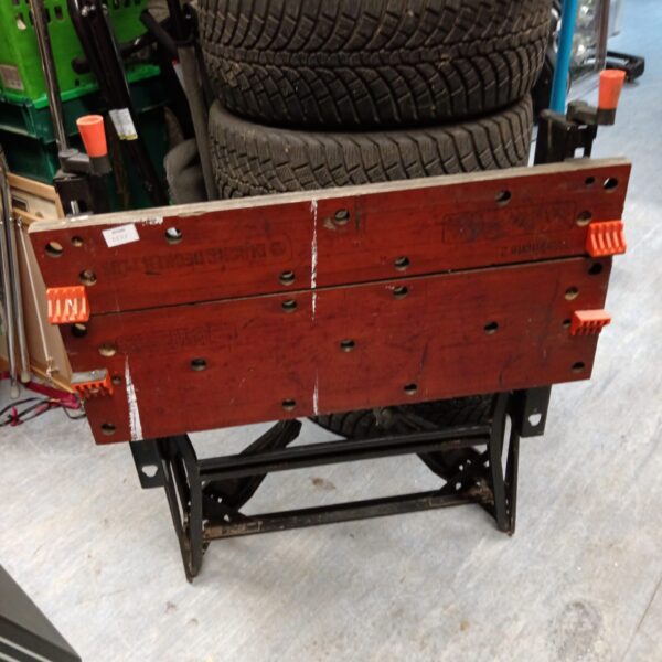 Vintage Black and Decker Workmate 2 workbench for DIY projects.