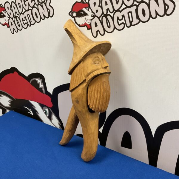 Vintage Black Forest wizard nutcracker, hand-carved wooden figurine.