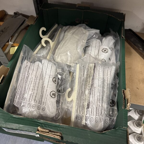 Box of new Blooma sail fastening ropes for triangle sails.