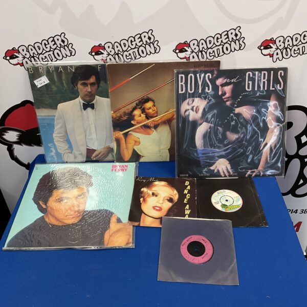 Bryan Ferry and Roxy Music vinyl records collection, vintage art rock.
