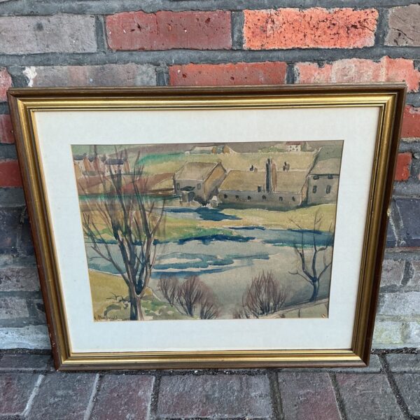 Early 20th century C Macdonald watercolour painting of a riverscene.