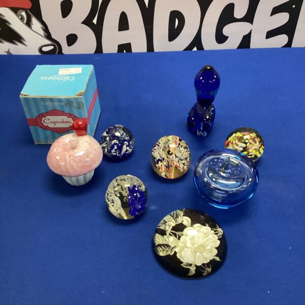 Vintage Caithness paperweight with a colourful cupcake design.