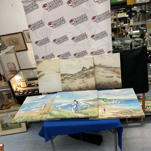 Set of six landscape canvas prints for home decor.