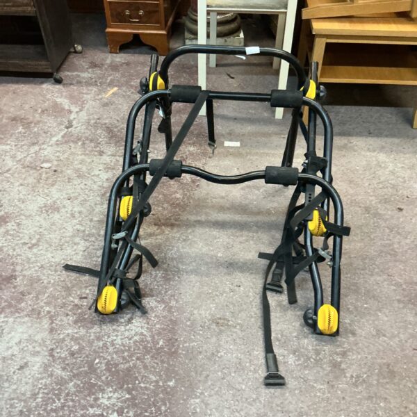 Rear mount car bike rack for transporting bicycles.