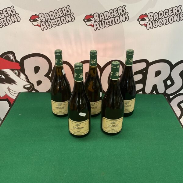 Five bottles of Chablis Vielles Vignes 2004 vintage wine.