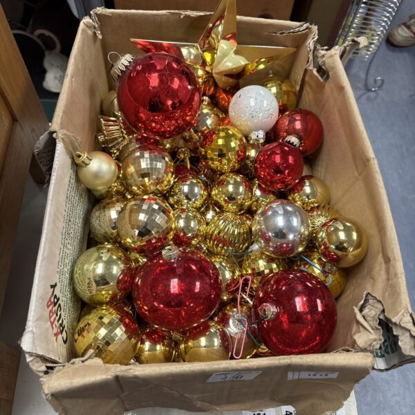Colourful collection of vintage Christmas baubles and ornaments.