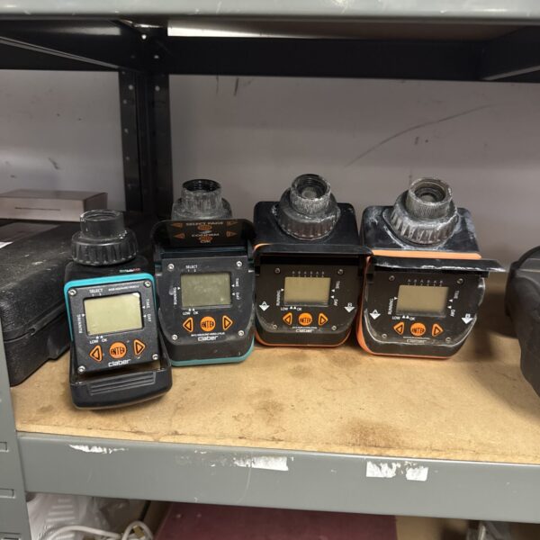 Lot of four Claber hose timers for garden irrigation and automated watering.