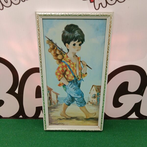 Vintage Dallas Simpson print of a boy with sticks.