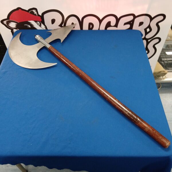 Large decorative battle axe for wall hanging display.