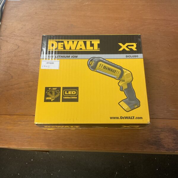 New Dewalt DCL050 LED inspection lamp in original packaging.