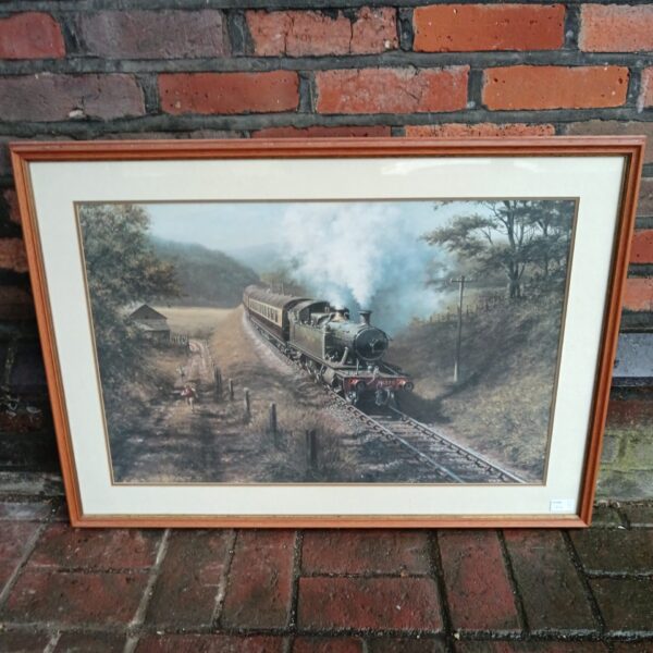 Framed Don Breckon print of a GWR steam train in a rural landscape.