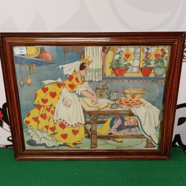Vintage Dorothy Wheeler Queen of Hearts print, whimsical nursery illustration.