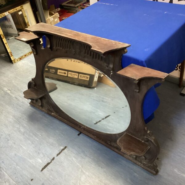 Ornate gilt Edwardian overmantle mirror, antique wall decoration.