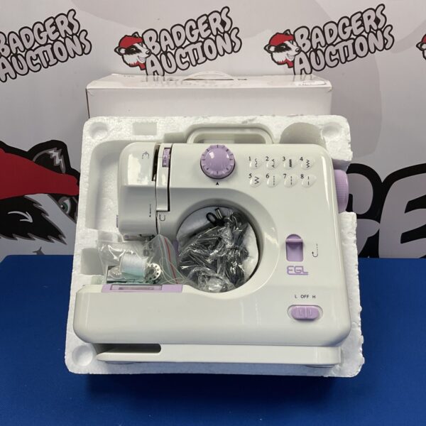 White EGL electric sewing machine, vintage portable sewing.