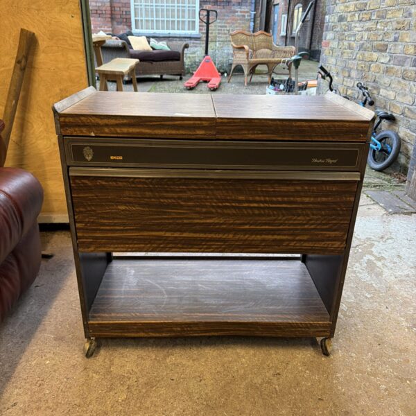 Vintage Ekco hostess trolley, a mid-century serving cart with two tiers.