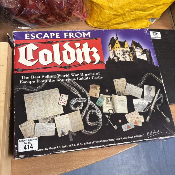 Vintage Escape From Colditz board game box front view.