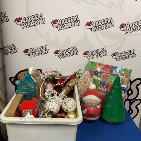 Mixed festive lot with Christmas decorations and seasonal items.