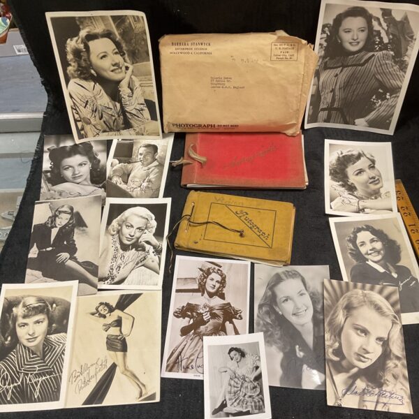 Vintage collection of signed film star photographs and autograph books.