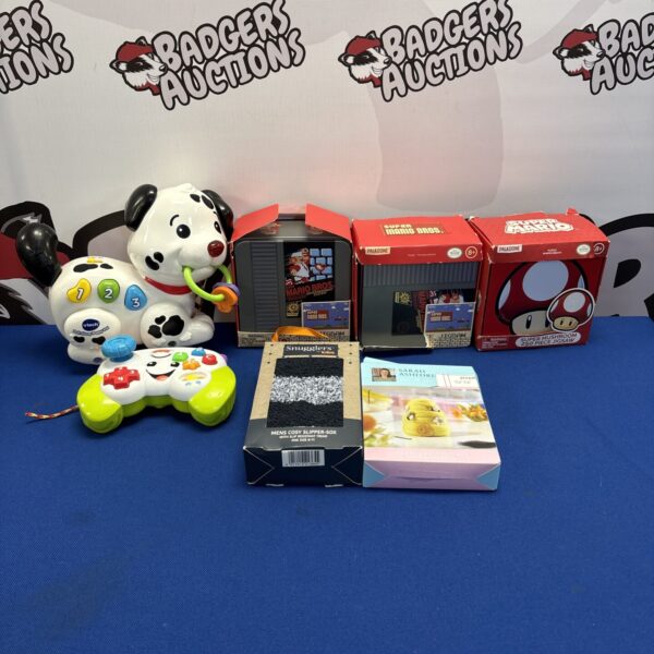 Mixed lot of Fisher Price and Paladone toys, including a puzzle.