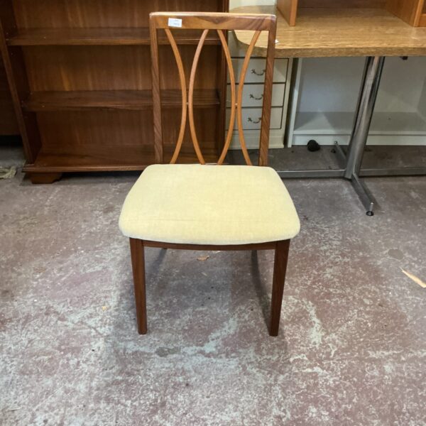 Side view of a vintage G Plan Classic dining chair.