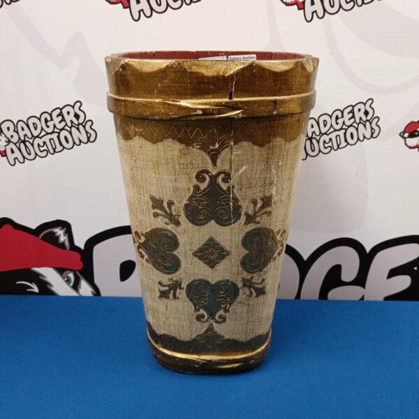 Antique gilded stick stand, 42cm tall, decorative hall furniture.