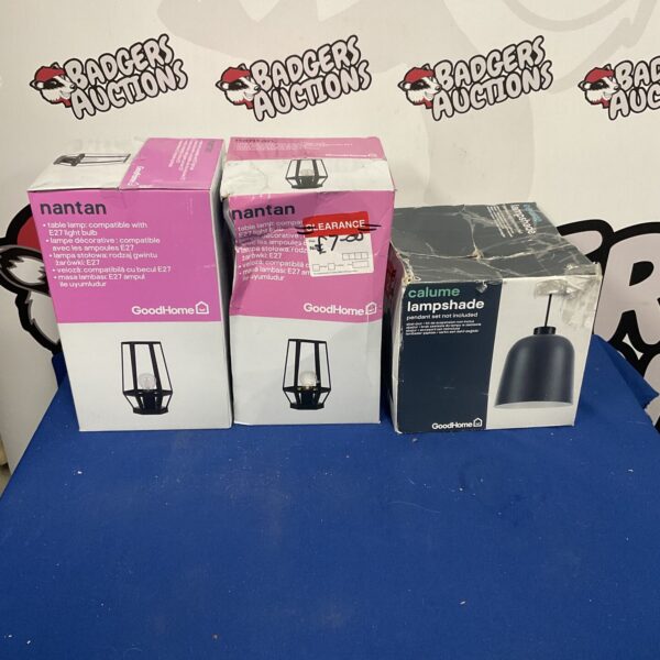 Two GoodHome table lamps with a Calume lampshade, E27 bulb fitting.