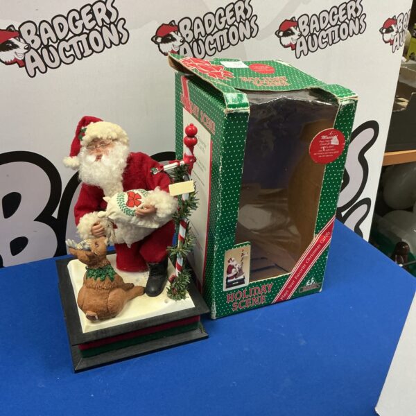 Vintage Holiday Scene musical figurine with Santa Claus.