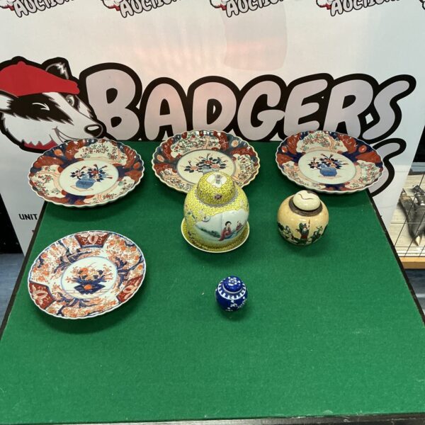 Collection of Antique japanese imari porcelain plates and Ginger Jars