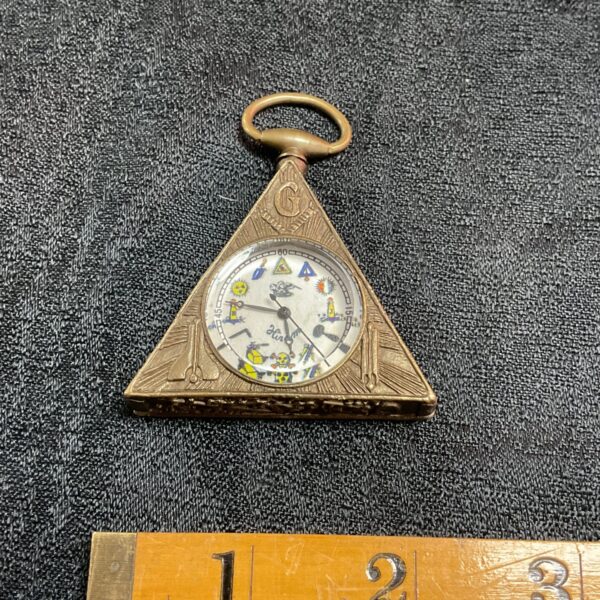 Unusual Triangular Masonic Watch needs crown wheel watch is working