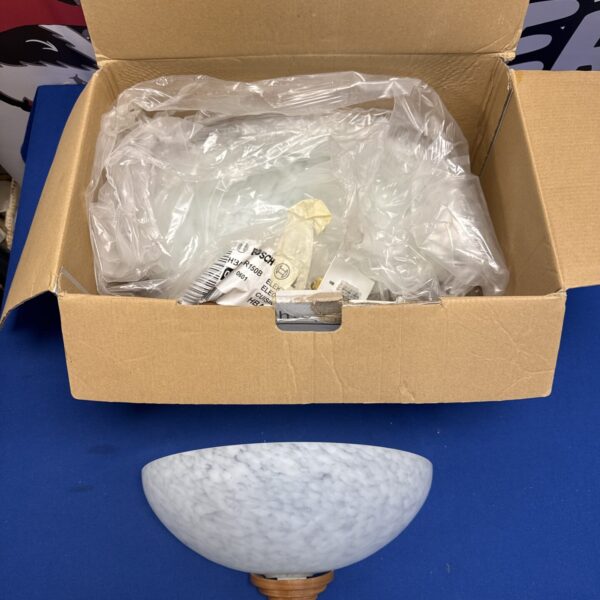 Four frosted glass wall lights