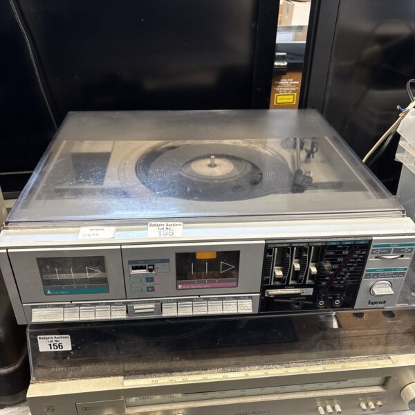 Vintage Ingersoll dual cassette turntable, a retro stereo system.