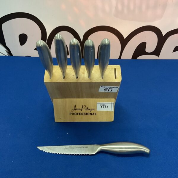 Jean Patrique professional knife set in a wooden block.