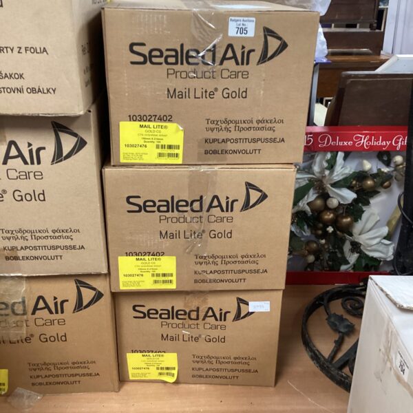 Three boxes of Jiffy Bags for secure mailing and protective packaging.