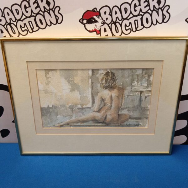Delicate watercolour painting of a nude female by John B R Hinchcliffe.