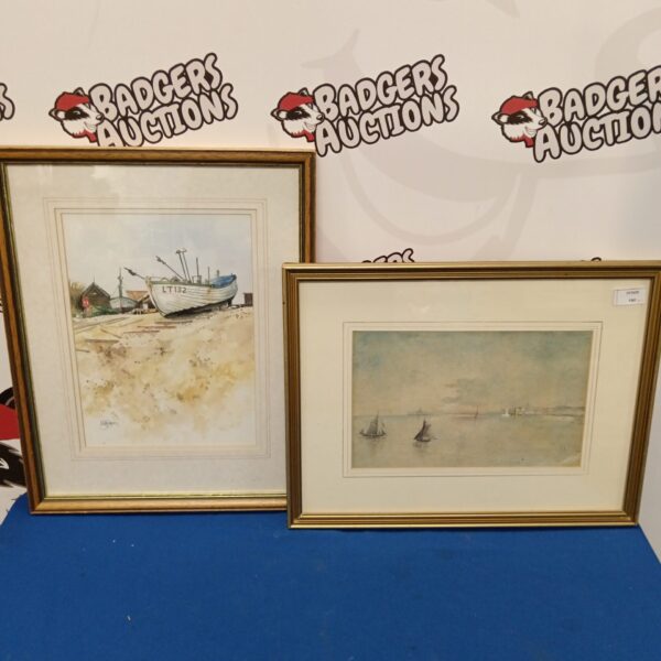 Venetian watercolour painting by Joseph Rettori, coastal scene.