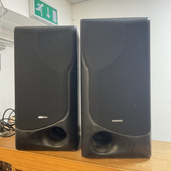 Vintage Kenwood speakers in used condition, ideal for collectors.