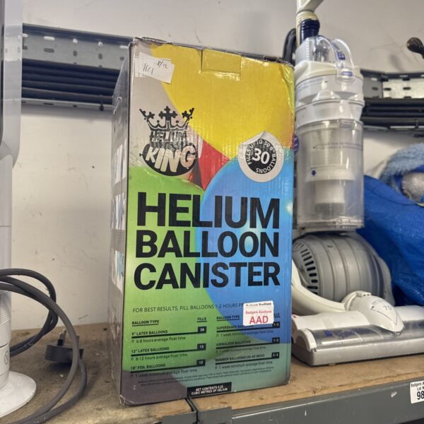 King branded helium balloon canister with some remaining contents.