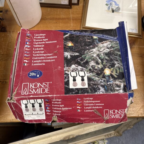 Konst Smide Christmas lights in original packaging, front view.