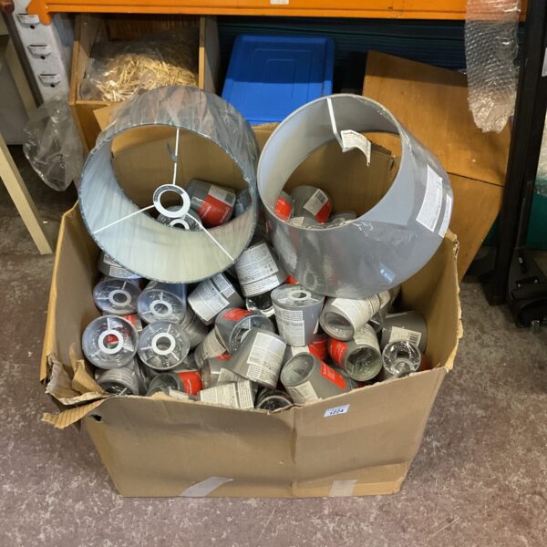 Large lot of vintage lamp shades and cups for restoration.