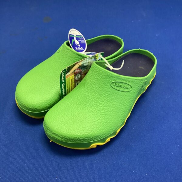 Green Laura Best gardening shoes size 3.5 for garden work.