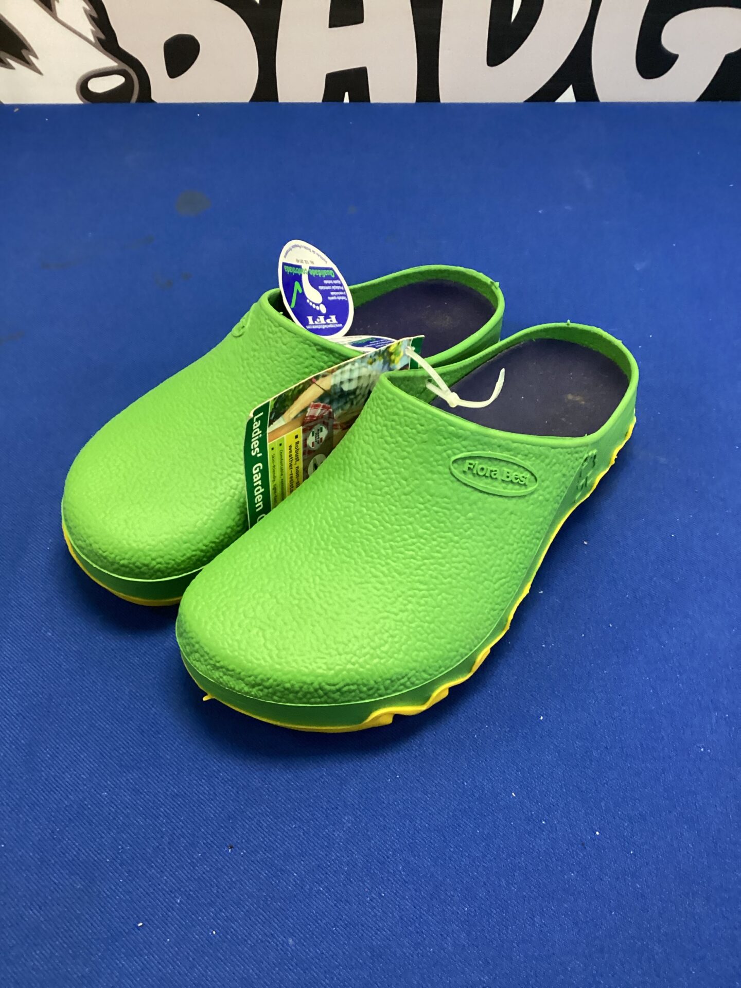 Green Laura Best gardening shoes size 3.5 for garden work.