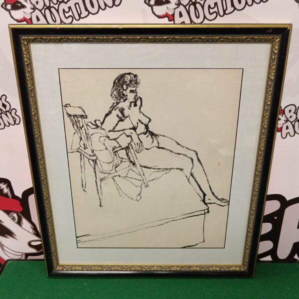 Delicate watercolour painting of a seated nude by Marcel Gibbon.