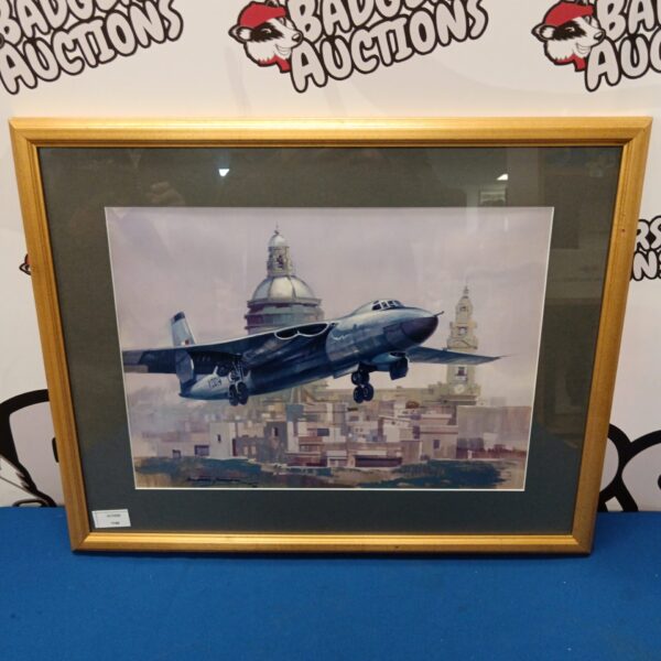 Framed Michael Turner print of a Vickers Valiant bomber aircraft.