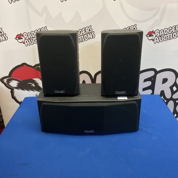 Vintage Mission 73 and 73C speakers, classic hi-fi audio equipment.