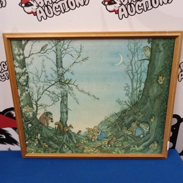 Vintage Molly Brett fairy print with woodland animals.
